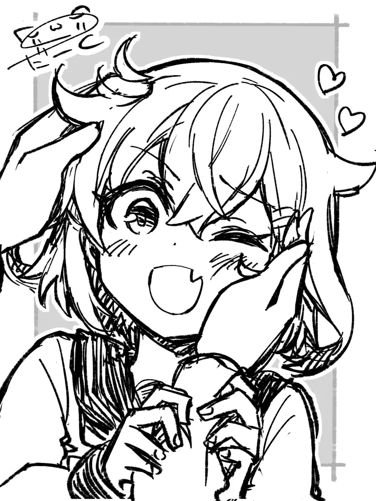 艦隊これくしょんより雷。髪の毛をわしゃわしゃされながら、片目を閉じ喜んでいる